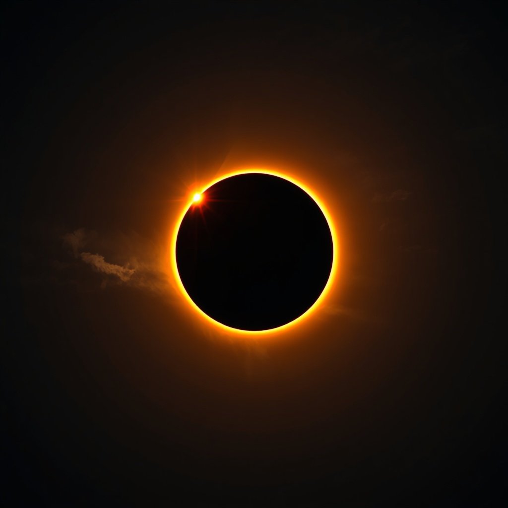 Eclipse solar total de 2026 com a Lua cobrindo o Sol