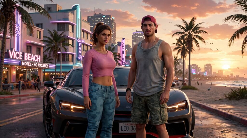 Jason e Lucia em Vice City no GTA 6