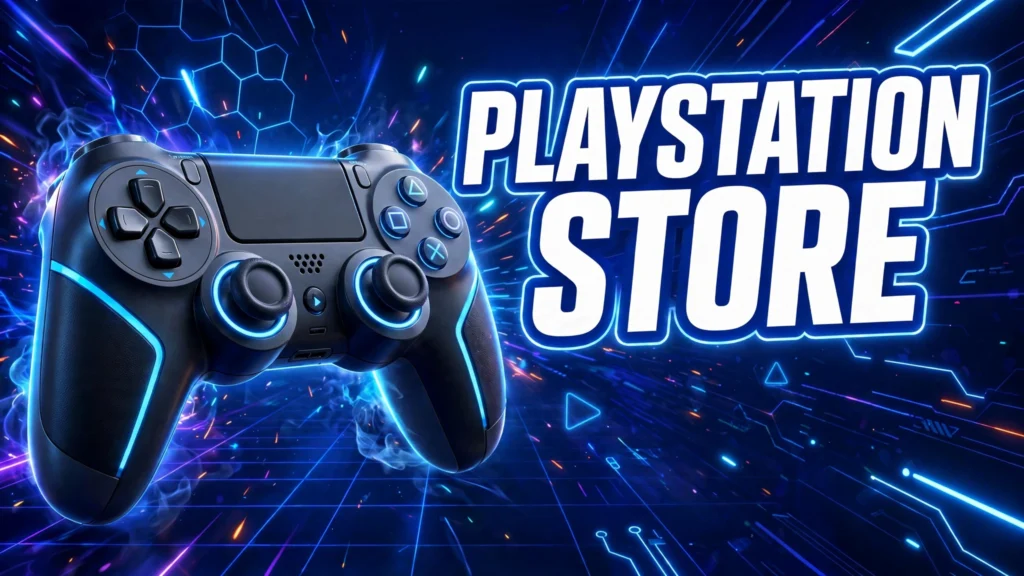 Tela da PlayStation Store mostrando jogos e promoções.