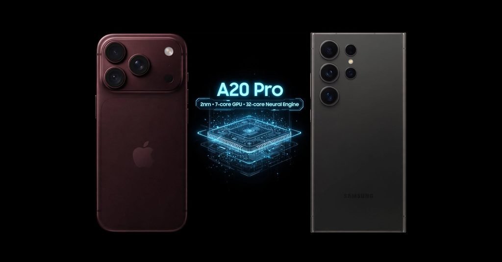 Comparativo entre iPhone 18 Pro com chip A20 Pro e Samsung Galaxy S24 Ultra