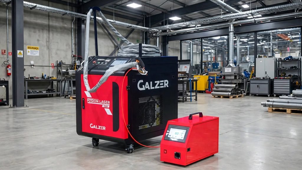 Máquina de solda industrial a laser 1500W em operação
